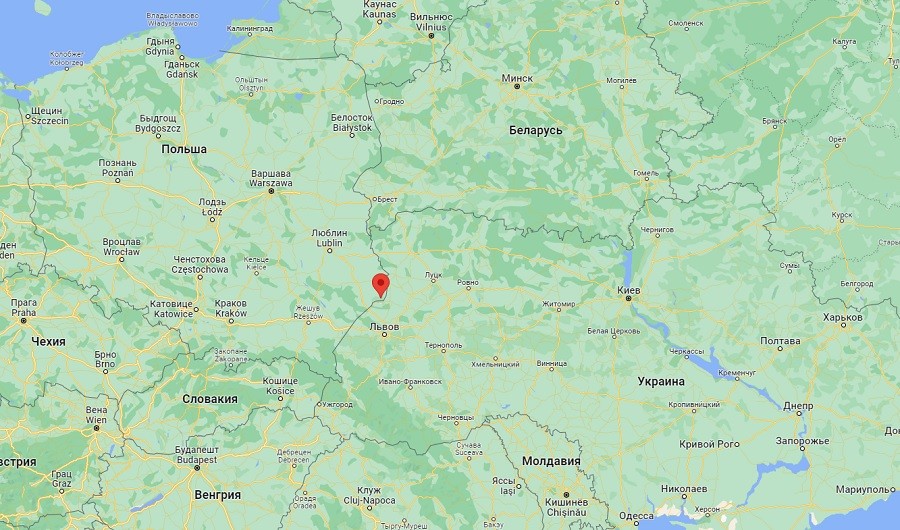 Место инцидента в Польше на картах Google